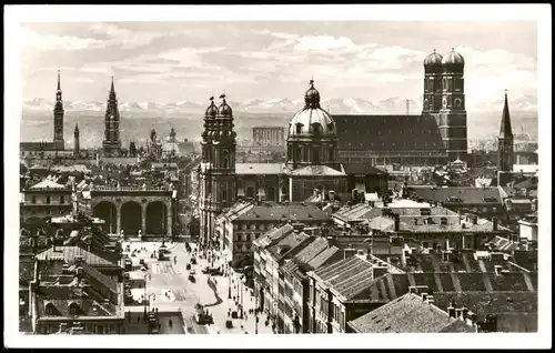 Ansichtskarte München Panorama-Ansicht Blick zur Frauenkirche 1957