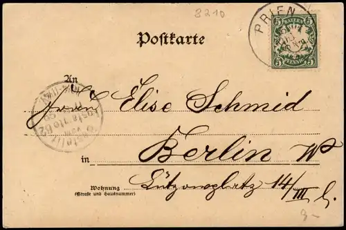 Ansichtskarte Prien Panorama Ortsansicht 1899   gelaufen mit Stempel PRIEN