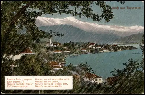Ansichtskarte Bad Wiessee Gruss aus Tegernsee (Ortsansicht mit See) 1926