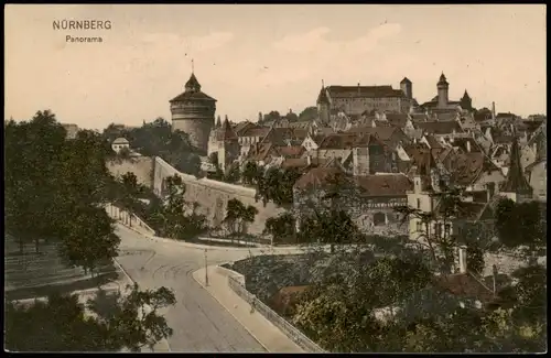 Ansichtskarte Nürnberg Panorama-Ansicht Blick zur Burg 1910