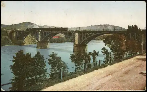Ansichtskarte  Fluss Partie mit Eisenbahn Brücke (Ort unbekannt) 1912