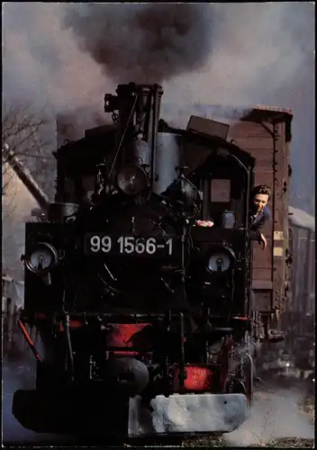 Ansichtskarte  Dampflokomotive Strecke Oschatz-Mügeln bei Altoschatz 1977