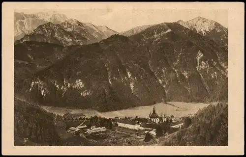 Ansichtskarte Ettal Blick vom Ettalermannl auf Ettal und Zugspitze 1919