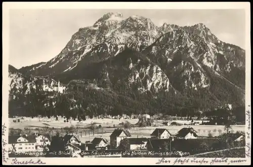 Ansichtskarte Schwangau Blick Säuling und beide Königsschlosser 1927