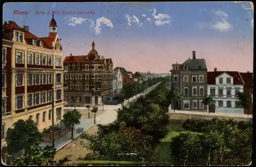 Ansichtskarte Riesa Bismarckstraße 1915