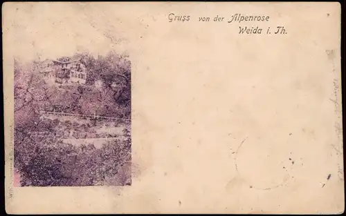 Ansichtskarte Weida (Thüringen) Restaurant Alpenrose 1900