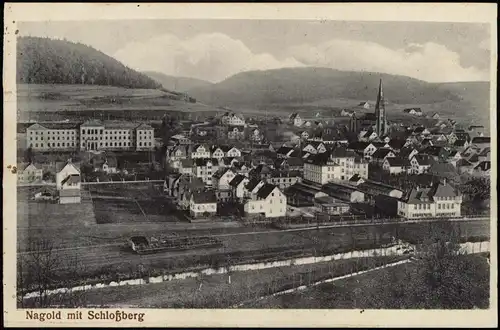 Ansichtskarte Nagold mit Schloßberg 1923