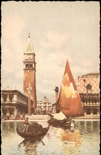 Cartoline Venedig Venezia La Piazzetta dalla Laguna (Künstlerkarte) 1920