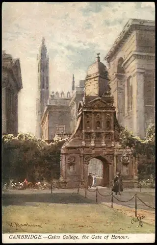 Postcard Cambridge Caius College, Gate of Honour (Künstlerkarte) 1910