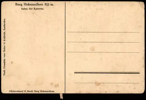 Hechingen Salon der Kaiserin Nach Gemälde Maler G. Kullrich (Karlsruhe) 1920