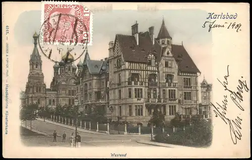 Postcard Karlsbad Karlovy Vary Westend - Straße (coloriert) 1900