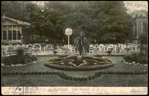 Postcard Karlsbad Karlovy Vary Café Posthof. colorierte AK 1906