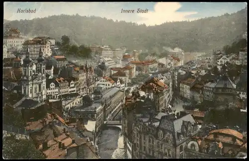 Postcard Karlsbad Karlovy Vary Innere Stadt (colorierte AK) 1912