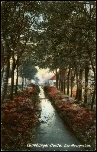 Ansichtskarte .Niedersachsen Lüneburger Heide. Der Moorgraben. 1918