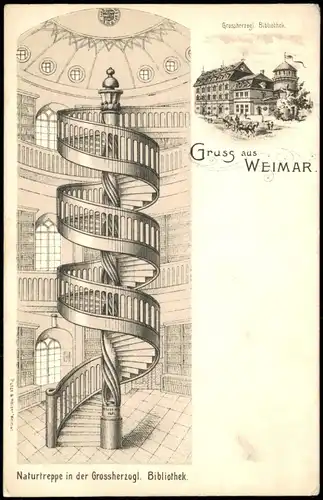 Ansichtskarte Weimar Grossherzogl. Bibliothek, Wendeltreppe 2 Bild 1912