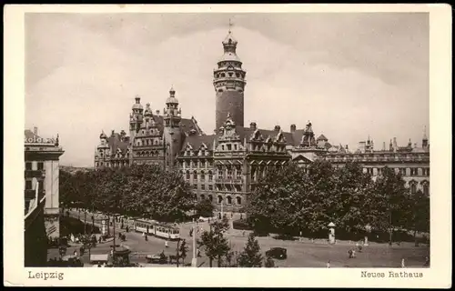 Ansichtskarte Leipzig Neues Rathaus, Straße 1932