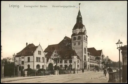 Ansichtskarte Leipzig Zoologischer Garten. Verwaltungsgebäude. 1909