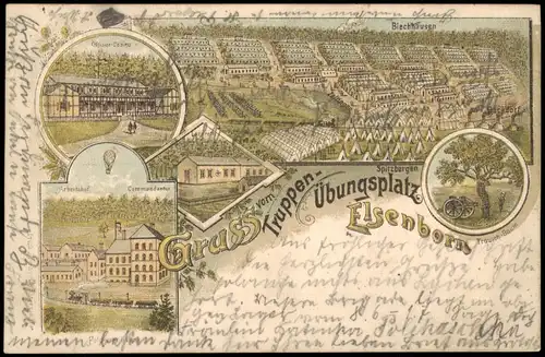 Litho AK Elsenborn-Bütgenbach Truppenübungsplatz Gruss vom MB Ballon 1896