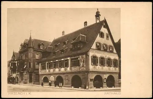 Ansichtskarte Haslach im Kinzigtal Partie am Rathaus 1928