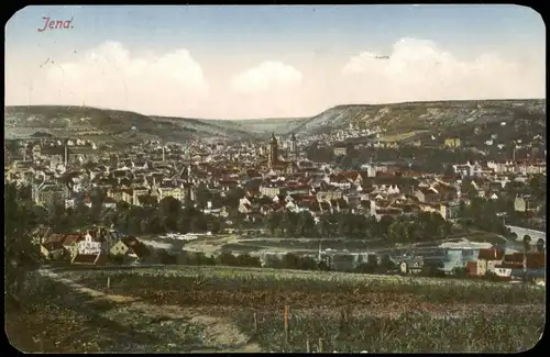 Ansichtskarte Jena Blick auf die Stadt 1916  gel. Feldpost