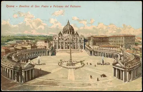 Postcard Vatikanstadt Rom Basilica Sancti Petri 1913  gel. Basel n. Cairo Egypt