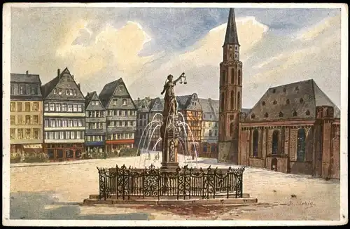 Ansichtskarte Frankfurt am Main Römerberg - Künstlerkarte 1932