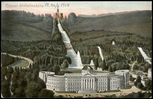 Wilhelmshöhe-Kassel Cassel Schloss Wilhelmshöhe - Cascaden Künstlerkarte 1909