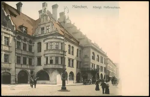 Ansichtskarte München Hofbräuhaus, colorierte AK 1909