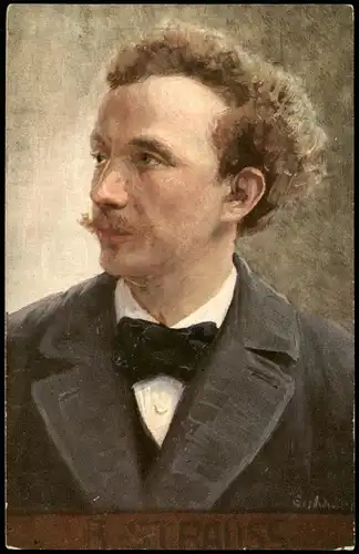 Künstlerkarte Gemälde Kunstwerk (Art) Porträt von STRAUSS 1910
