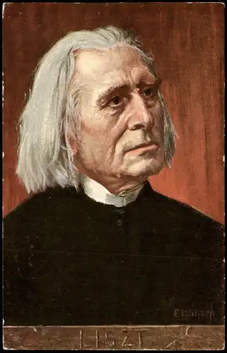 Künstlerkarte Gemälde Kunstwerk (Art) Porträt von LISZT 1910