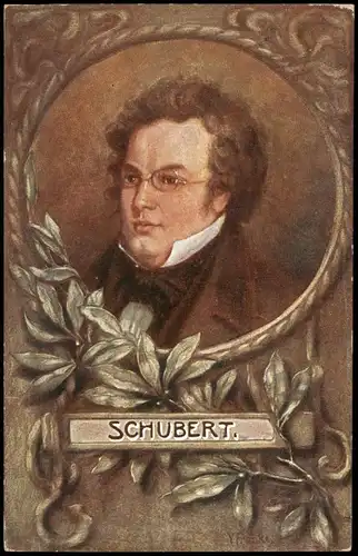 Künstlerkarte Gemälde Kunstwerk (Art) Porträt von SCHUBERT 1910