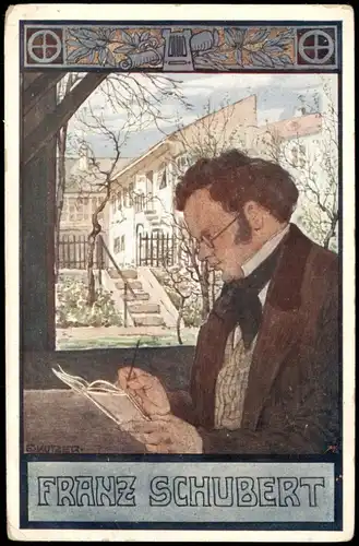 Künstlerkarte Gemälde Kunstwerk (Art) Porträt FRANZ SCHUBERT 1910