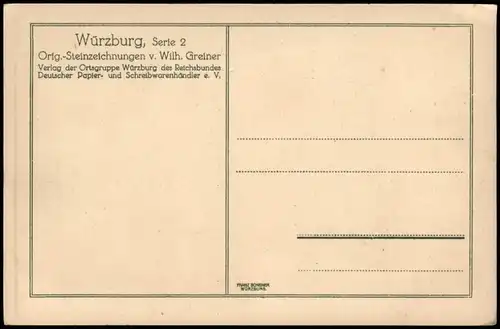 Würzburg Universität Orig.-Steinzeichnungen v. Wilh. Greiner 1922