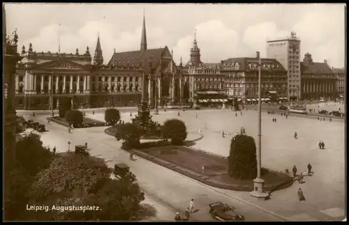 Ansichtskarte Leipzig Augustusplatz/Karl-Marx-Platz, Fotokarte 1928