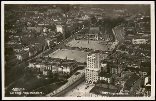 Ansichtskarte Leipzig Luftbild Augustusplatz 1928