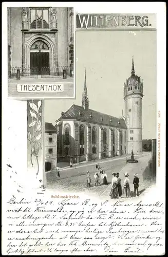 Lutherstadt Wittenberg Evangelische Schloßkirche, Thesentor 2 Bild Litho 1903