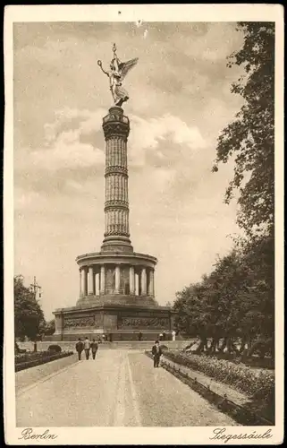 Ansichtskarte Mitte-Berlin Siegessäule, Spaziergänger 1928