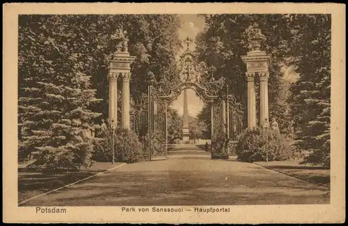 Ansichtskarte Potsdam Park von Sanssouci - Hauptportal 1928