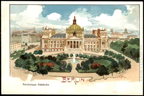 Ansichtskarte Berlin Reichstag - Künstlerkarte 1913