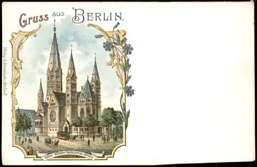 Litho AK Charlottenburg-Berlin Kaiser-Wilhelm-Gedächtniskirche - Gruss aus 1908