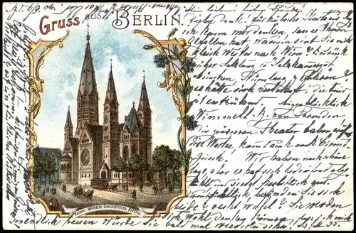 Litho AK Charlottenburg-Berlin Kaiser-Wilhelm-Gedächtniskirche 1904