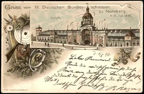 Litho AK Nürnberg XII Deutsches Bundesschiessen - Festhalle 1897