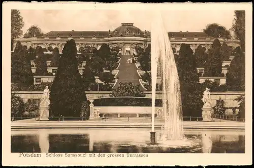 Ansichtskarte Potsdam Schloss Sanssouci mit den grossen Terrassen 1928