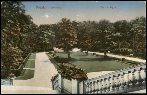 Ansichtskarte Potsdam Sanssouci Neue Anlagen 1916  gel. Feldpost Nowawes