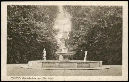 Ansichtskarte Potsdam Glockenfontaine und Hist. Mühle 1928