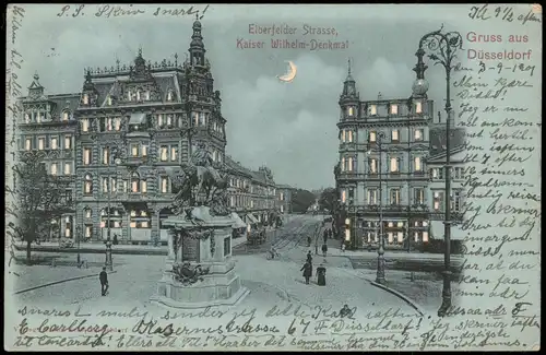 Düsseldorf Elberfelder Strasse bei Mondschein, Leuchtfenster 1901
