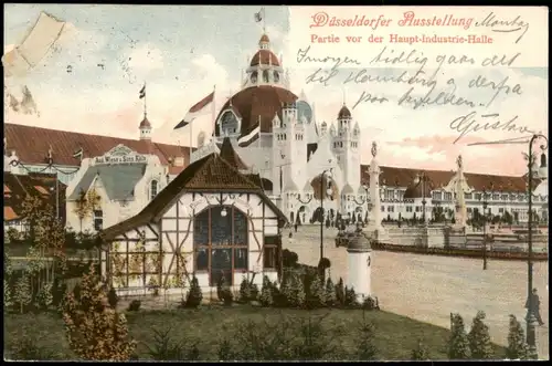 Düsseldorf Partie vor der Haupt-Industrie-Halle Ausstellung 1902