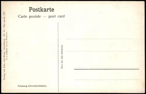 Ehrenbreitstein-Koblenz Festung Ehrenbreitstein. Schiffe Dampfer Steamer 1914