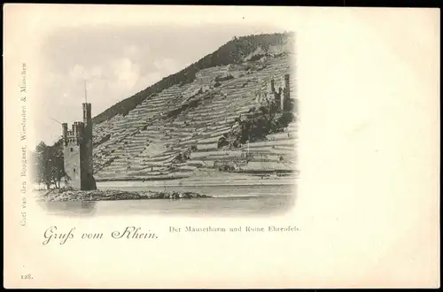 Ansichtskarte Bingen am Rhein Binger Mäuseturm Ruine Ehrenfels 1906