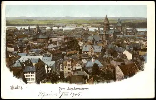 Ansichtskarte Mainz Blick über die Stadt 1907